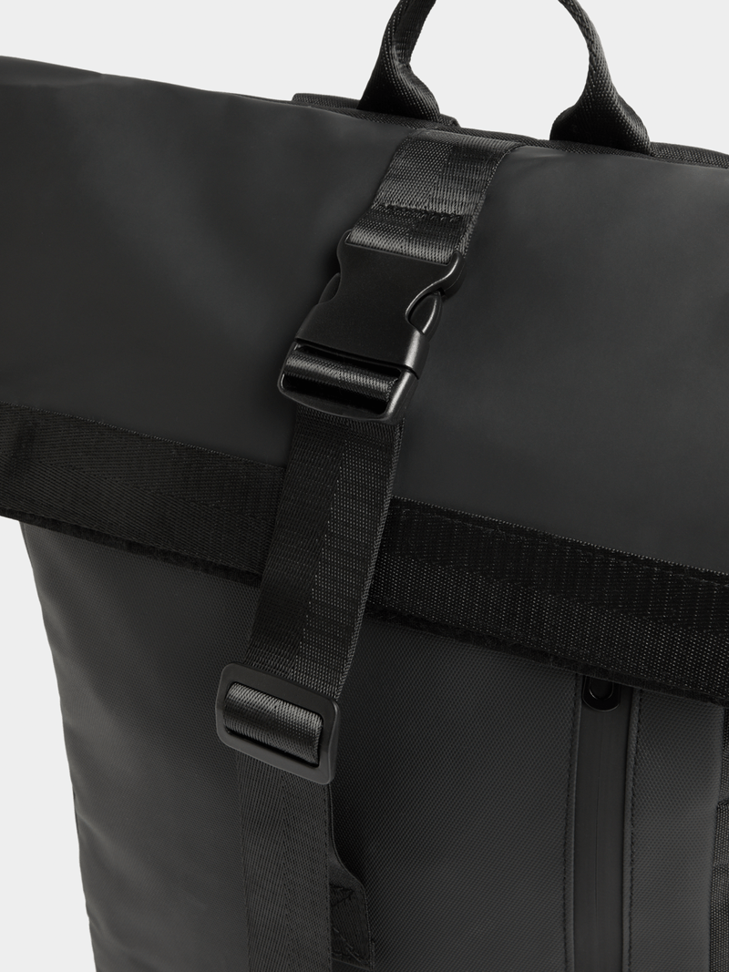 TS Roll Top Black Backpack